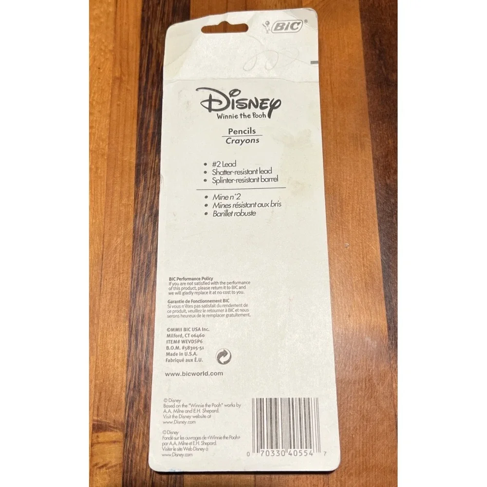 New BIC Disney 6 Pack Winnie The Pooh #2 Shatter Proof Lead Pencils Piglet